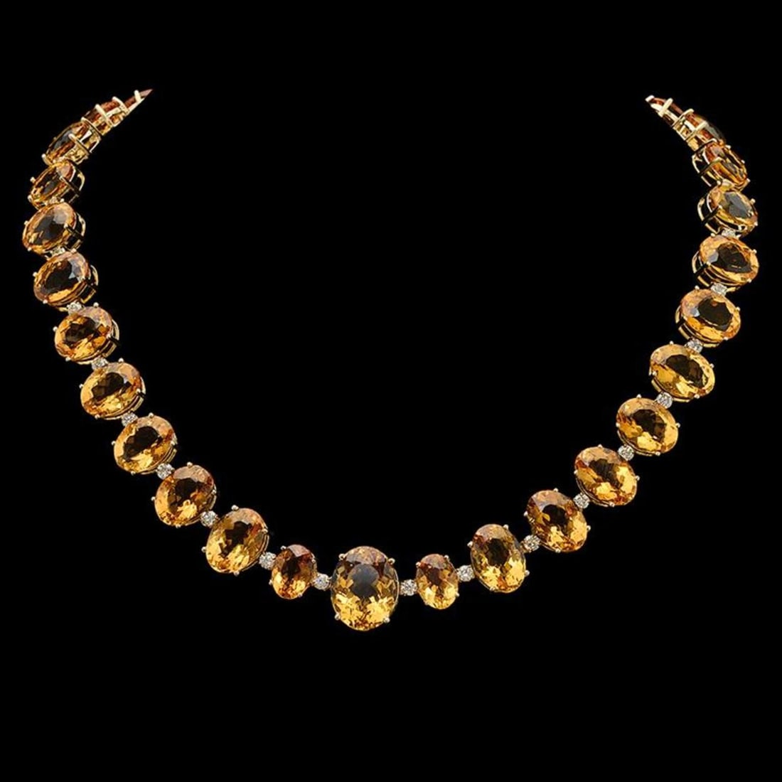 14K Gold 152.71ct Citrine & 4.07ct Diamond Necklace: Retail: $58,630.00 ****** 14K Gold 152.71ct Citrine & 4.07ct Diamond Necklace ****** Metal: 14K Solid Gold / Total Item Weight: 72.0 grams / Country Made: United States / / Main Stone: Citrine /