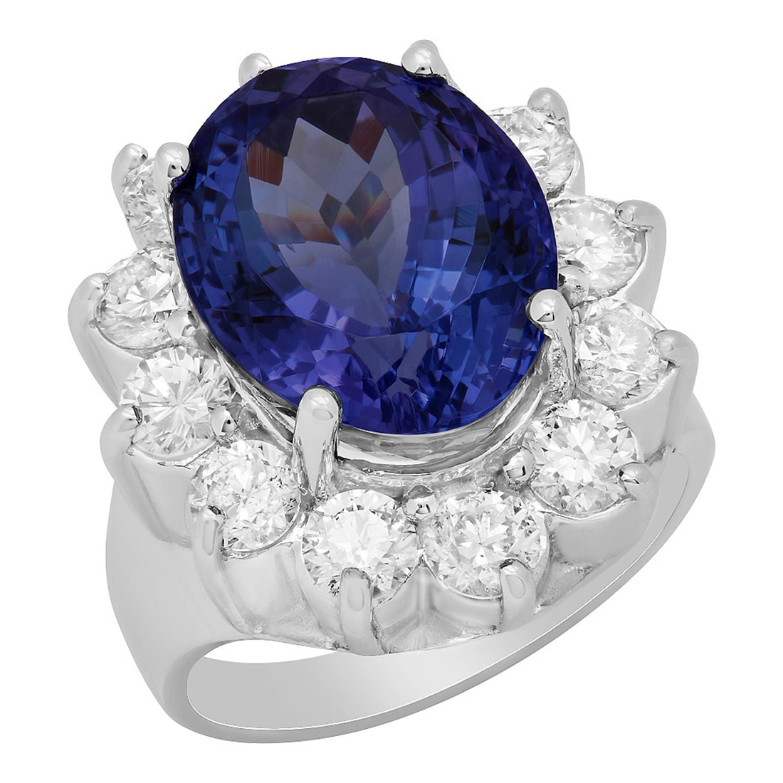 14k White Gold 4.74ct Tanzanite 2.24ct Diamond Ring: Retail: $11,265.00 ****** 14k White Gold 4.74ct Tanzanite 2.24ct Diamond Ring ****** Metal: 14K White Gold / Total Item Weight: 11.70 grams / Country Made: United States / / Main Stone: Tanzanite /