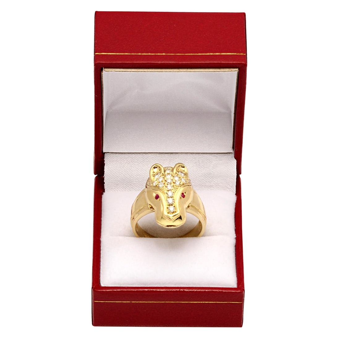 14k Yellow Gold 0.05ct Ruby 1.07ct Diamond Ring - 3