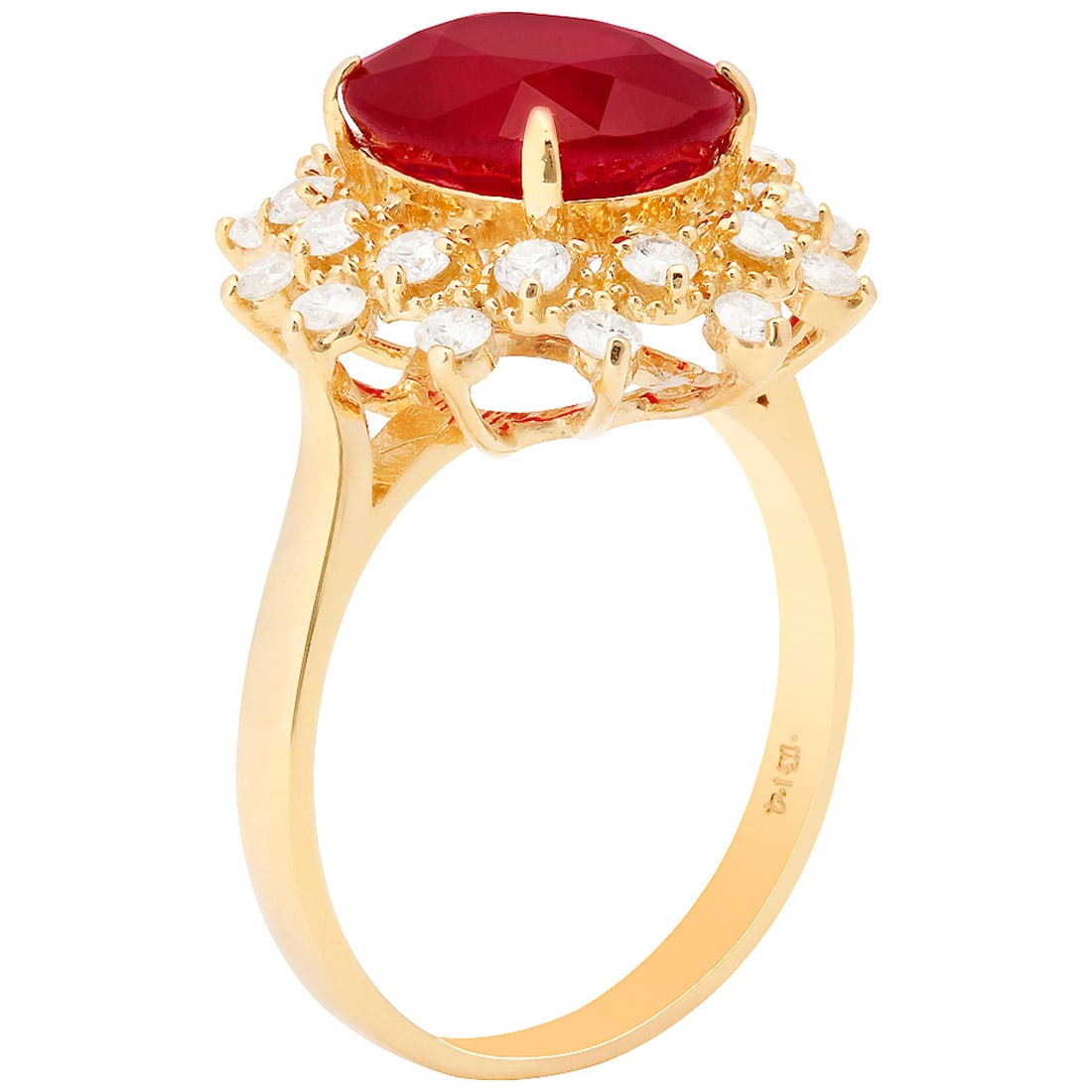14k Yellow Gold 5.07ct Ruby 0.73ct Diamond Ring - 2