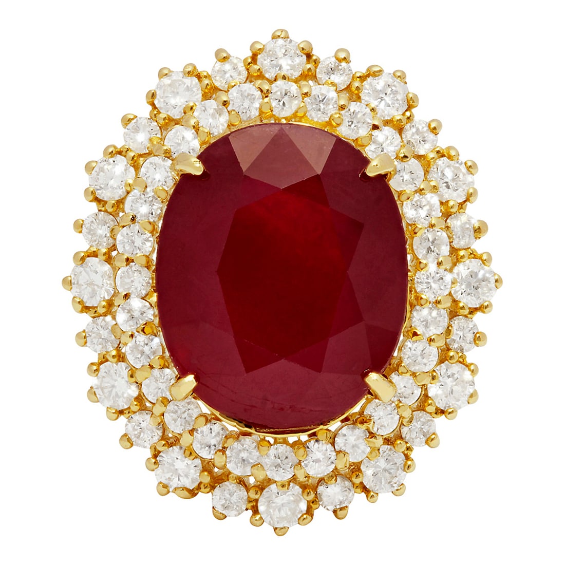 14k Yellow Gold 12.57ct Ruby 1.62ct Diamond Ring - 3
