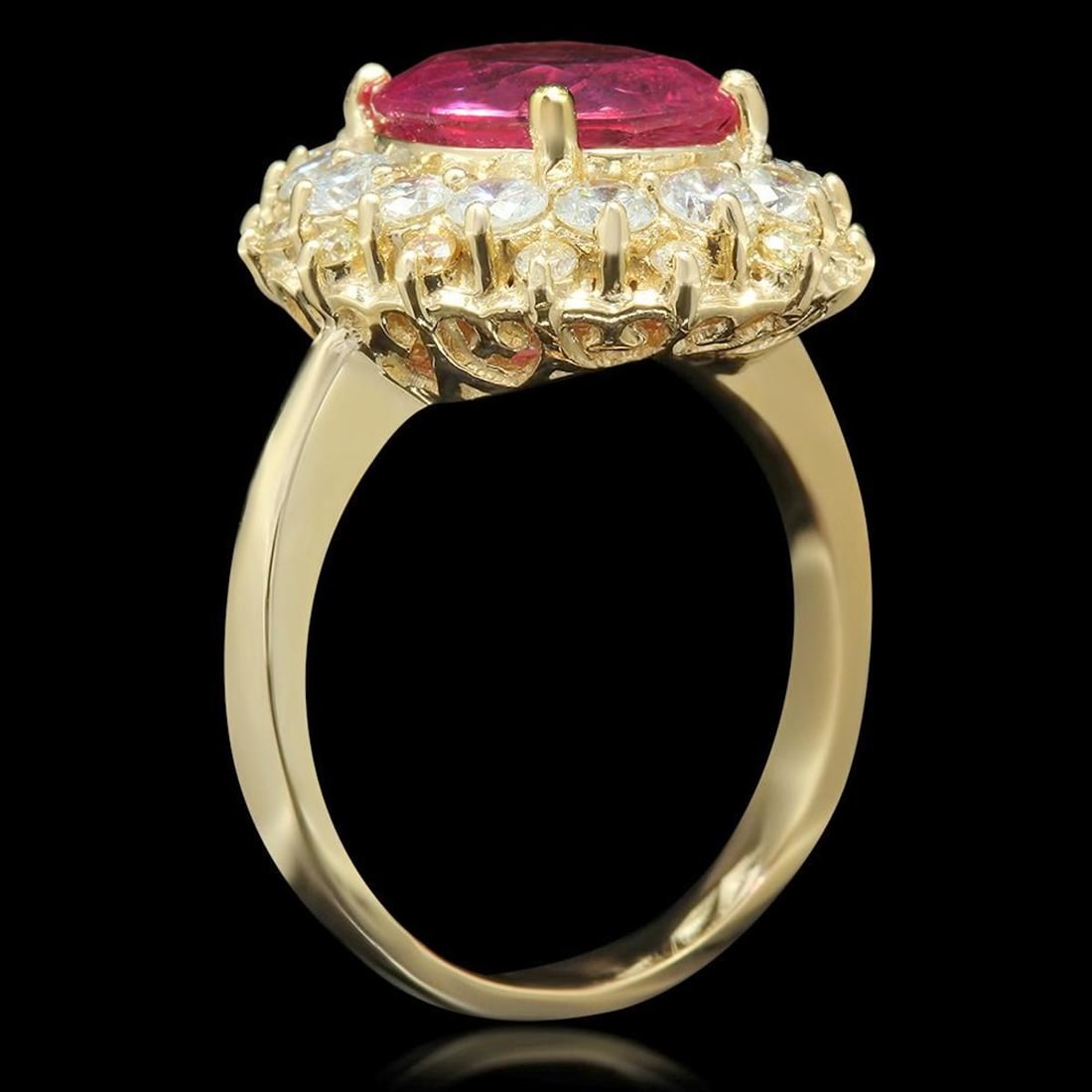 14K Yellow Gold 4.00ct Ruby and 1.51ct Diamond Ring - 2