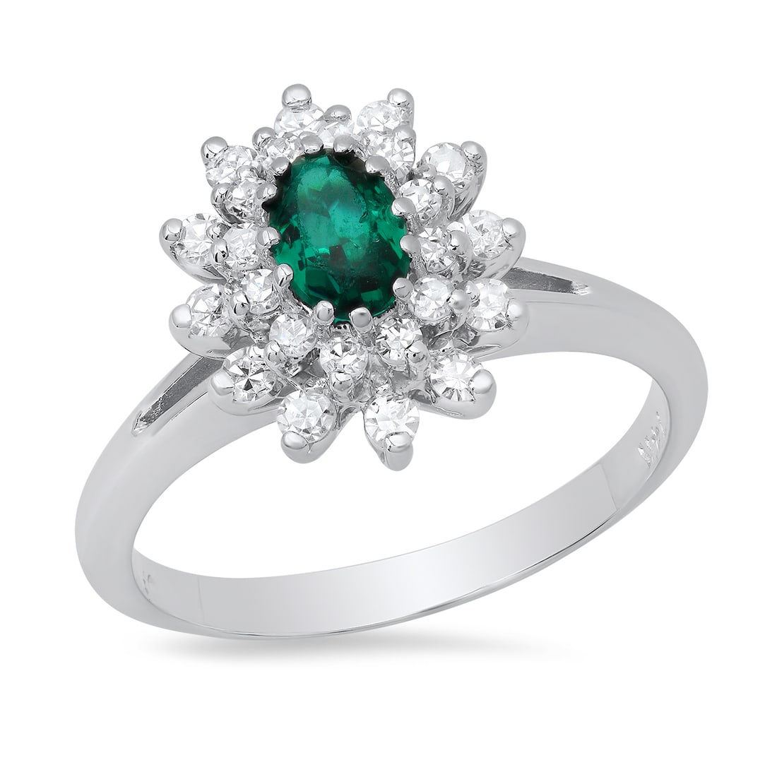 14K White Gold Setting with 0.50ct Emerald and 0.40ct Diamond Ladies Ring: Retail: $2,890.00 ****** 14K White Gold Setting with 0.50ct Emerald and 0.40ct Diamond Ladies Ring ****** Size: 6.5(We offer free resizing to winning bidders) / Metal: 14K White Gold / Total Item