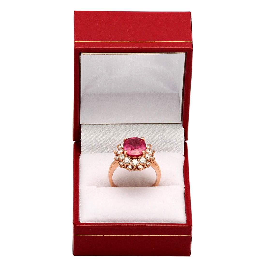 14k Rose Gold 3.99ct Ruby 1.59ct Diamond Ring - 4