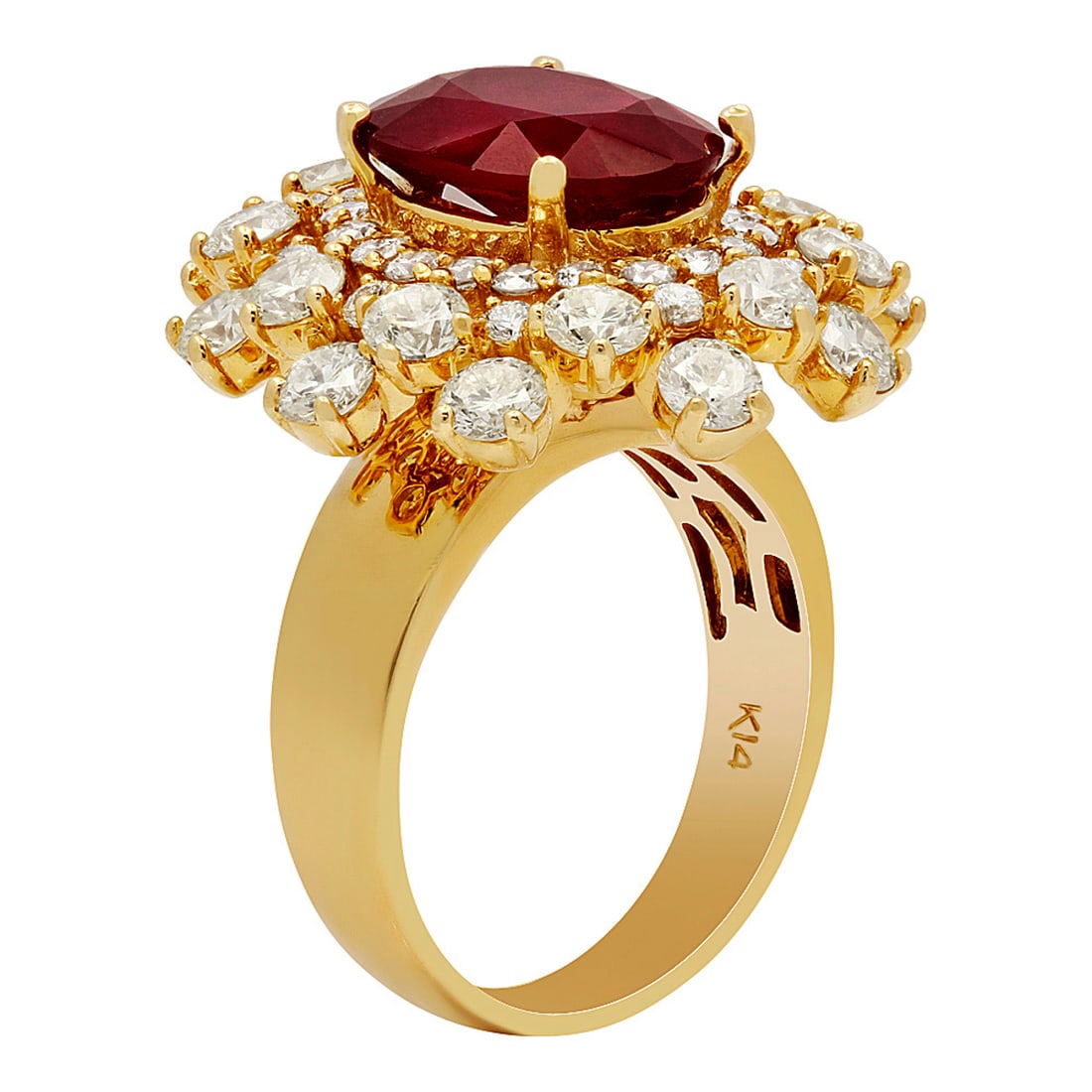 14k Yellow Gold 5.31ct Ruby 3.51ct Diamond Ring - 2