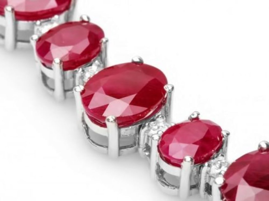 14K Gold 40.13ct Ruby 1.49ct Diamond Bracelet - 2