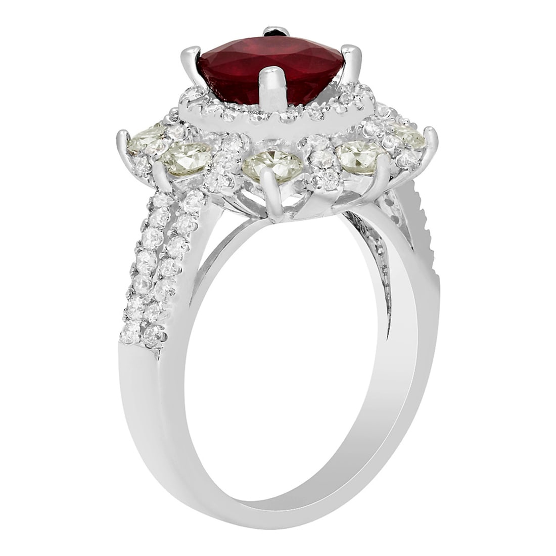 14k White Gold 2.20ct Ruby 1.88ct Diamond Ring - 2