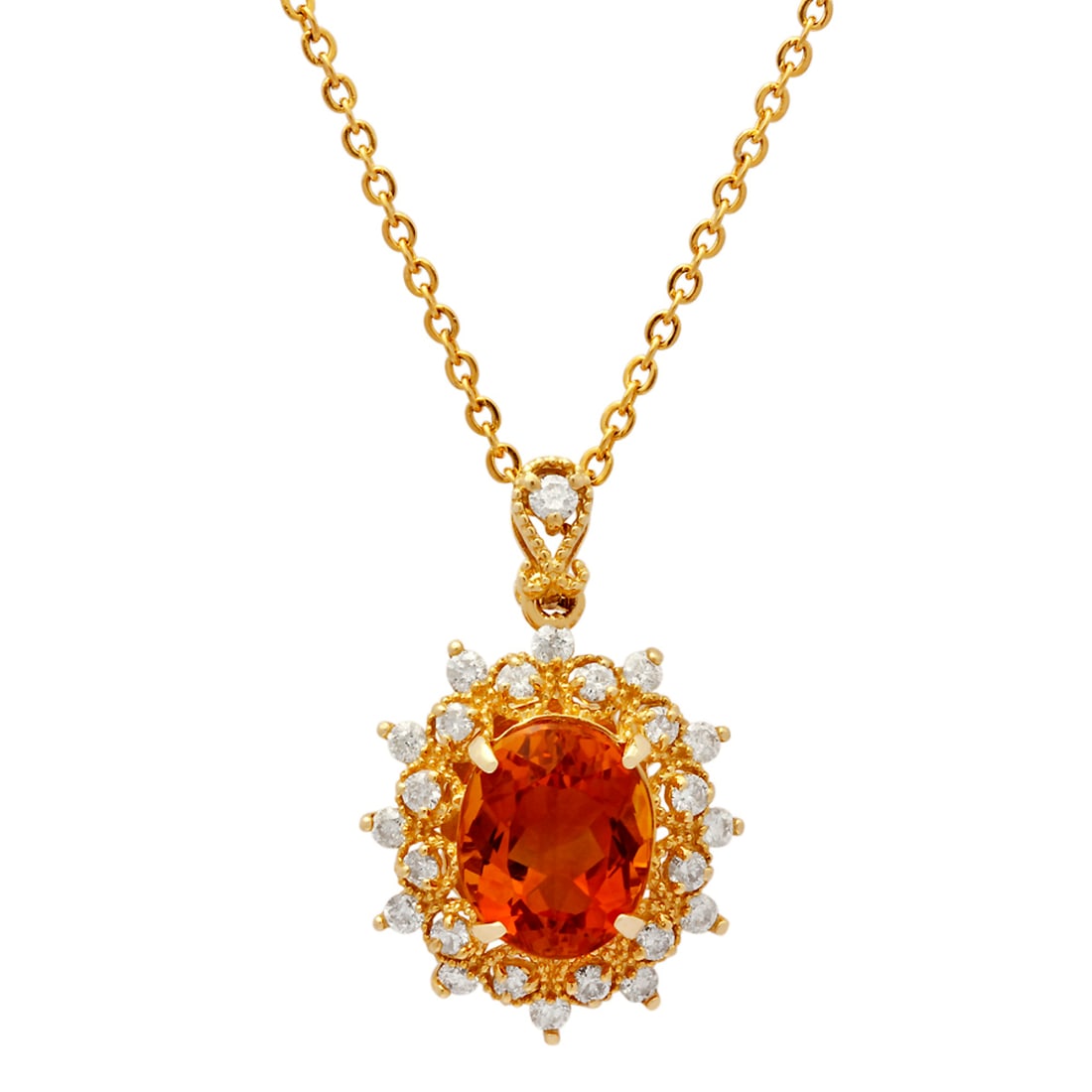 14k Yellow Gold 3.98ct Citrine 0.17ct Diamond Pendant (1 of 4)