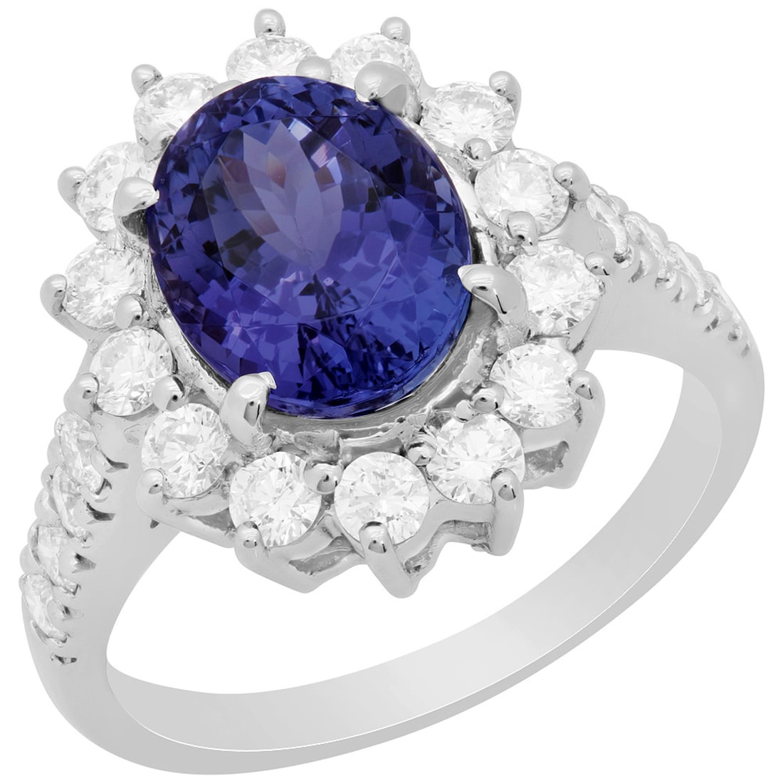 14k White Gold 3.41ct Tanzanite 1.09ct Diamond Ring: Retail: $7,780.00 ****** 14k White Gold 3.41ct Tanzanite 1.09ct Diamond Ring ****** Metal: 14K White Gold / Total Item Weight: 5.60 grams / Country Made: United States / / Main Stone: Tanzanite / Colo