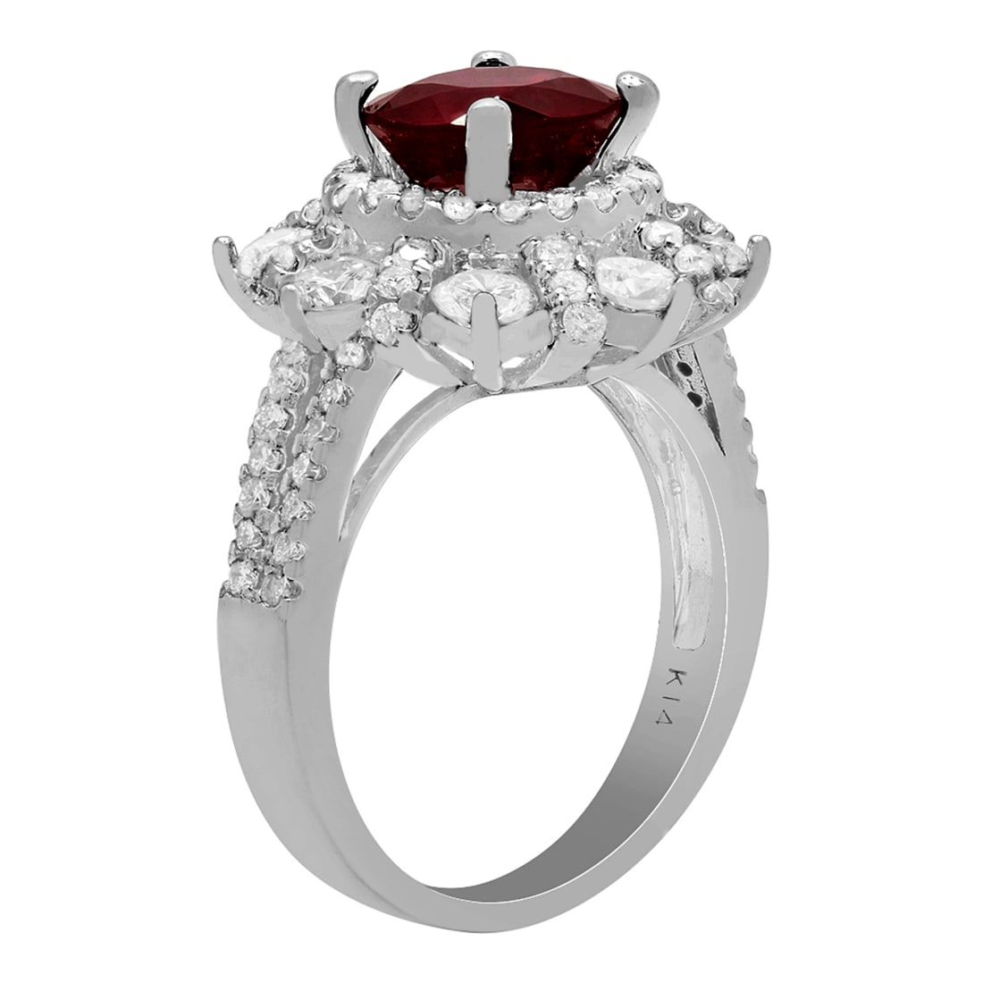 14k White Gold 2.49ct Ruby 2.52ct Diamond Ring - 2