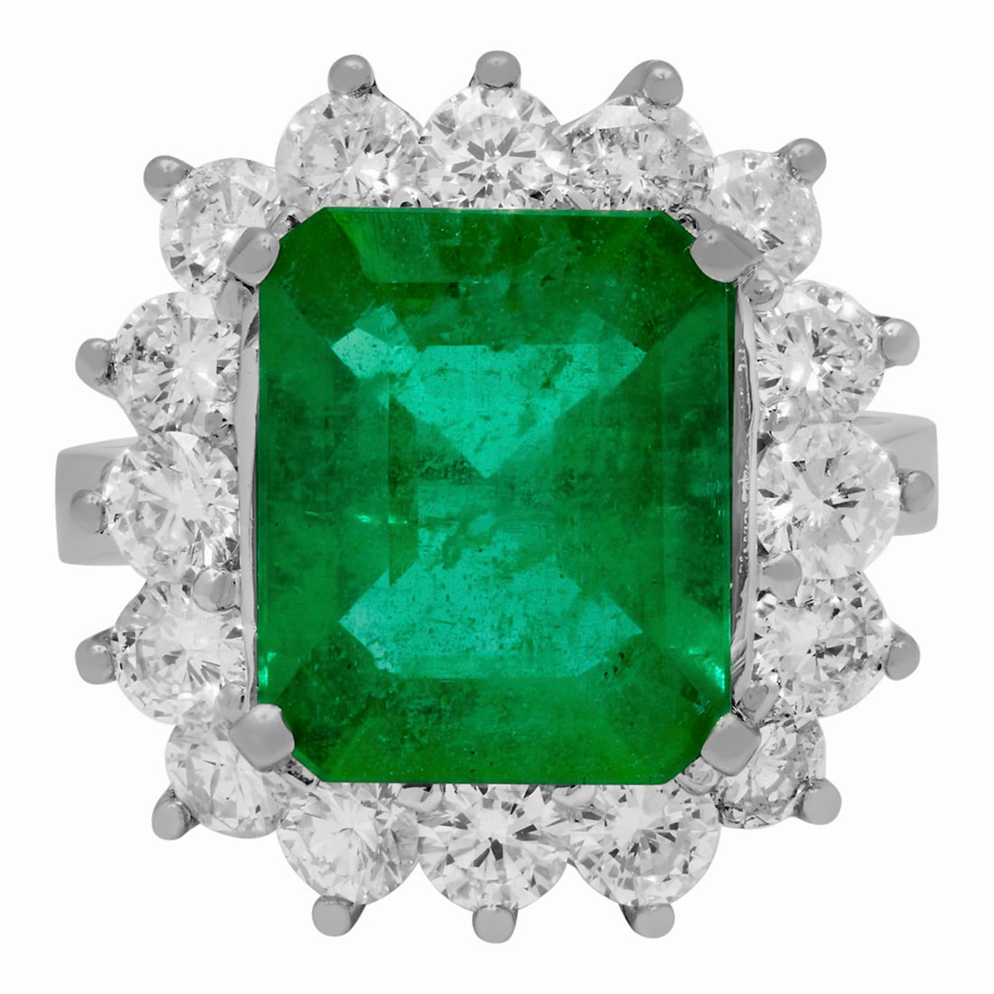 14k White Gold 4.21ct Emerald 2.01ct Diamond Ring - 3