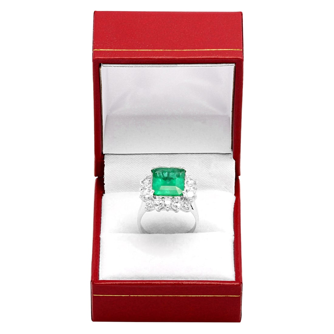 14k White Gold 4.21ct Emerald 2.01ct Diamond Ring - 4