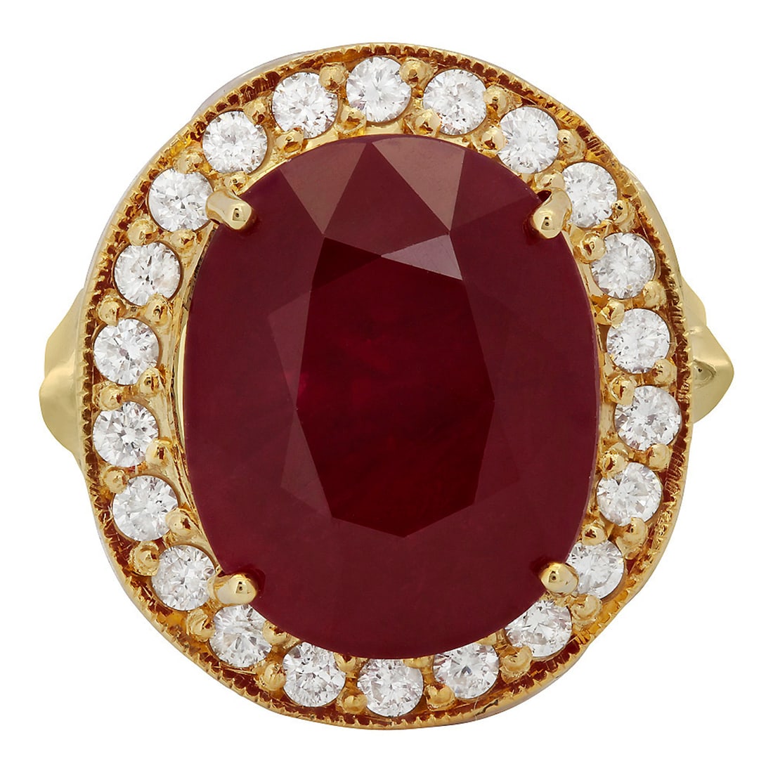 14k Yellow Gold 14.92ct Ruby 0.87ct Diamond Ring - 3