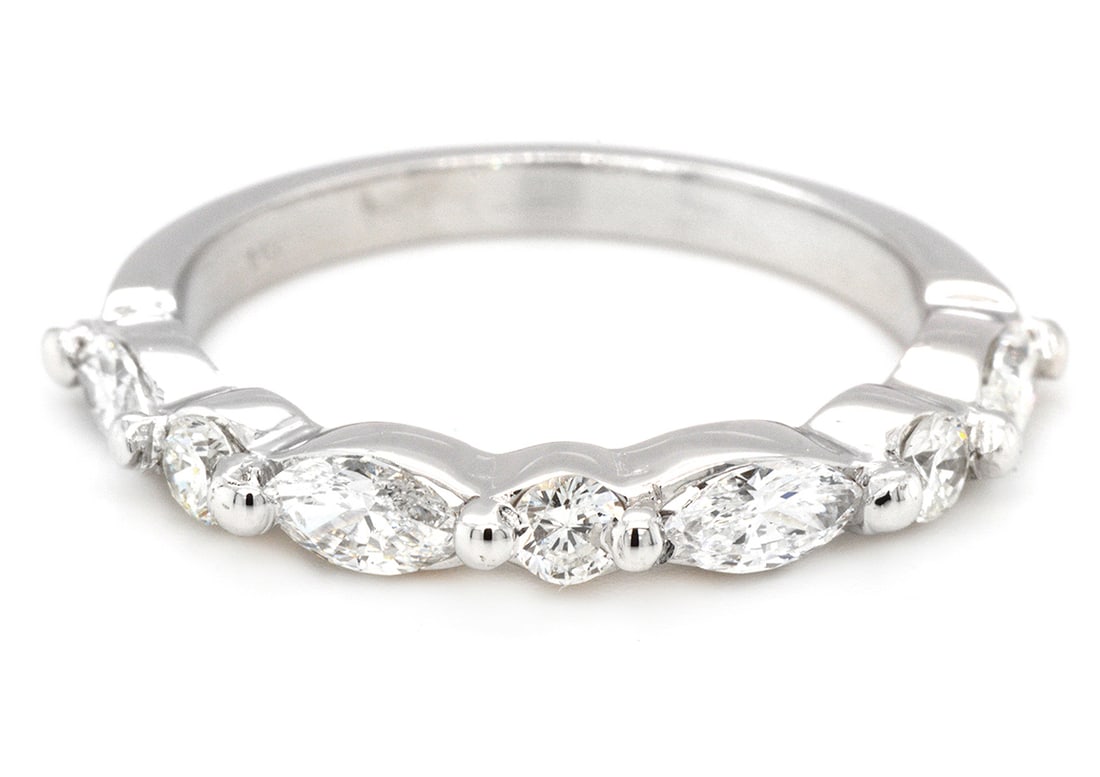 18K White Gold Ladies Band with 0.72ct tw Diamonds: Retail: $6,000.00 ****** 18K White Gold Ladies Band with 0.72ct tw Diamonds ****** Size: 6.5 / Metal: 18K White Gold / Total Item Weight: 3.1 Grams / Country Made: United States / / Main Stone: