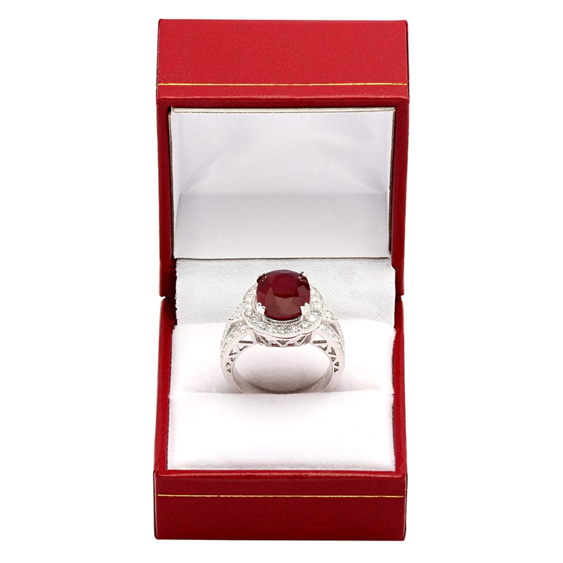 14k White Gold 6.99ct Ruby 1.18ct Diamond Ring - 3