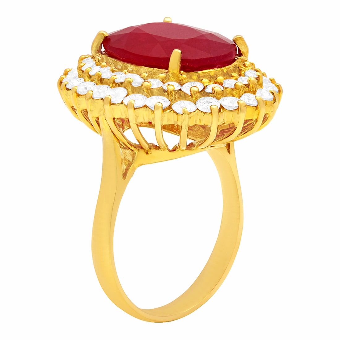 14k Yellow Gold 10.10ct Ruby 2.11ct Diamond Ring - 2