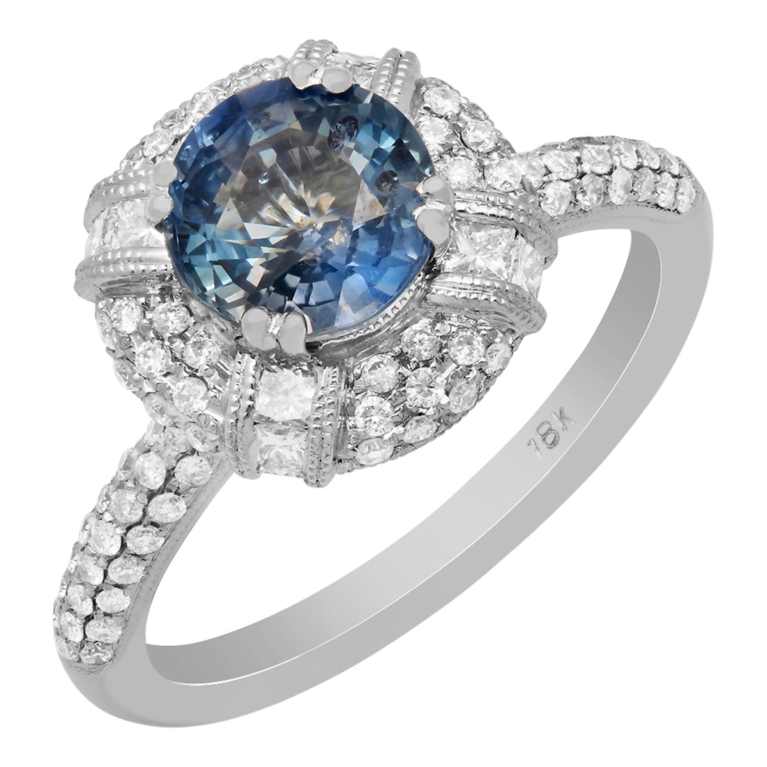 14k White Gold 1.75ct Sapphire 0.76ct Diamond Ring (1 of 4)