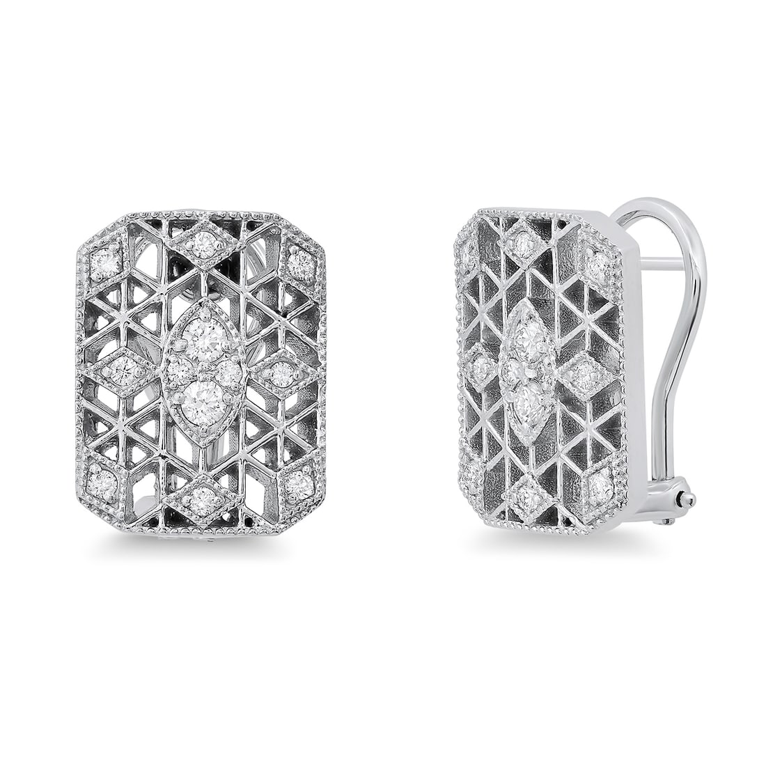 14K White Gold Setting with 0.75ct Diamond Earrings: Retail: $8,800.00 ****** 14K White Gold Setting with 0.75ct Diamond Earrings ****** Metal: 14K White Gold / Total Item Weight: 10.6 Grams / Country Made: United States / / Main Stone: Diamond / Carat
