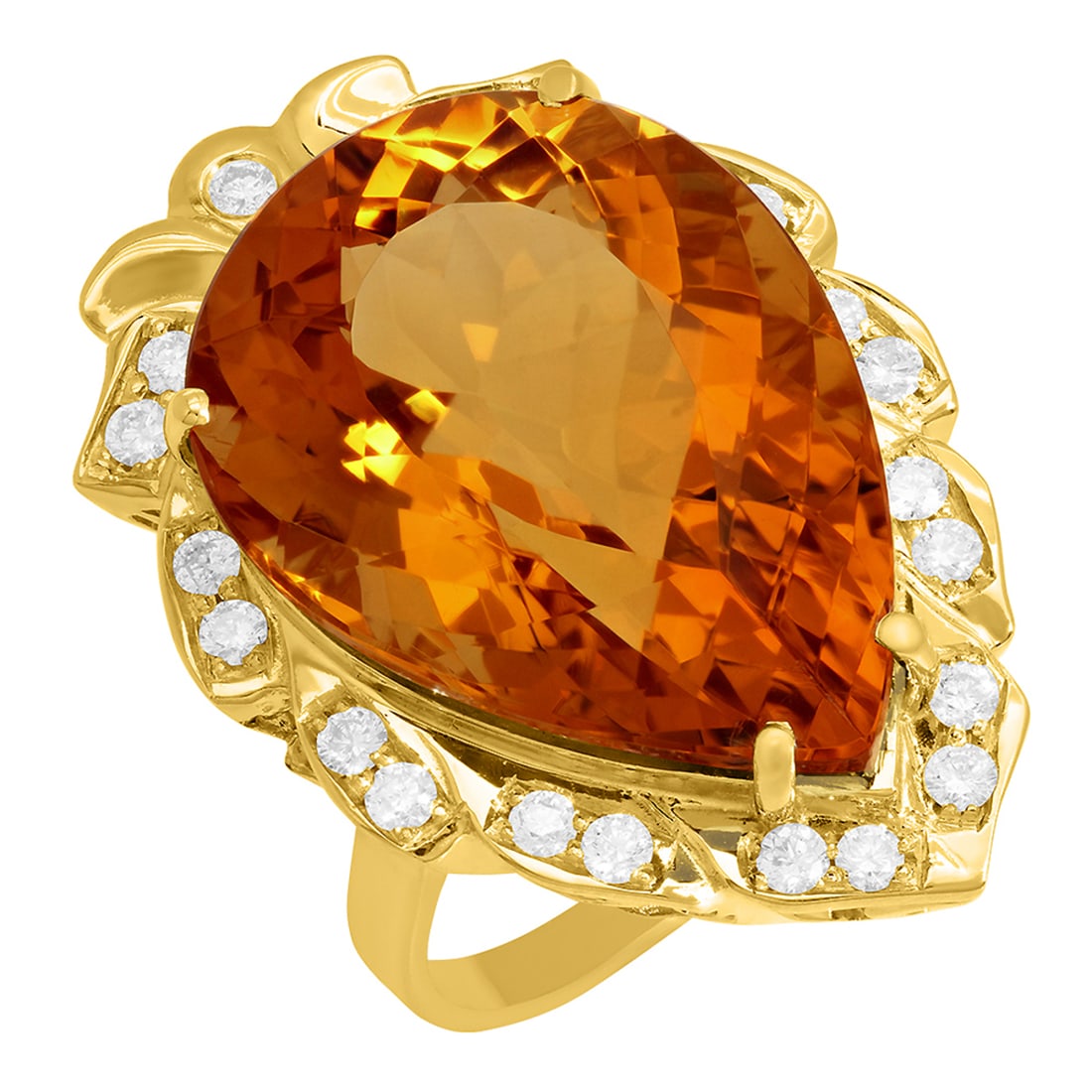 14k Yellow Gold 23.62ct Citrine 0.68ct Diamond Ring (1 of 5)