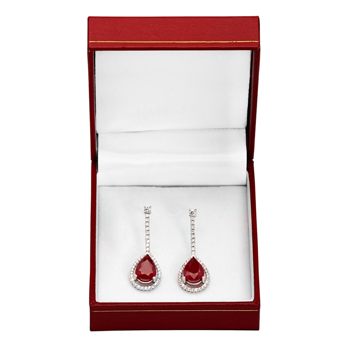 14k White Gold 6.41ct Ruby 0.89ct Diamond Earrings - 3