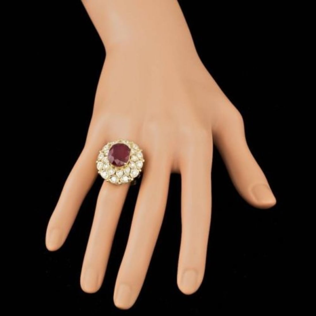 14K Yellow Gold 9.76ct Ruby and 1.64ct Diamond Ring - 4