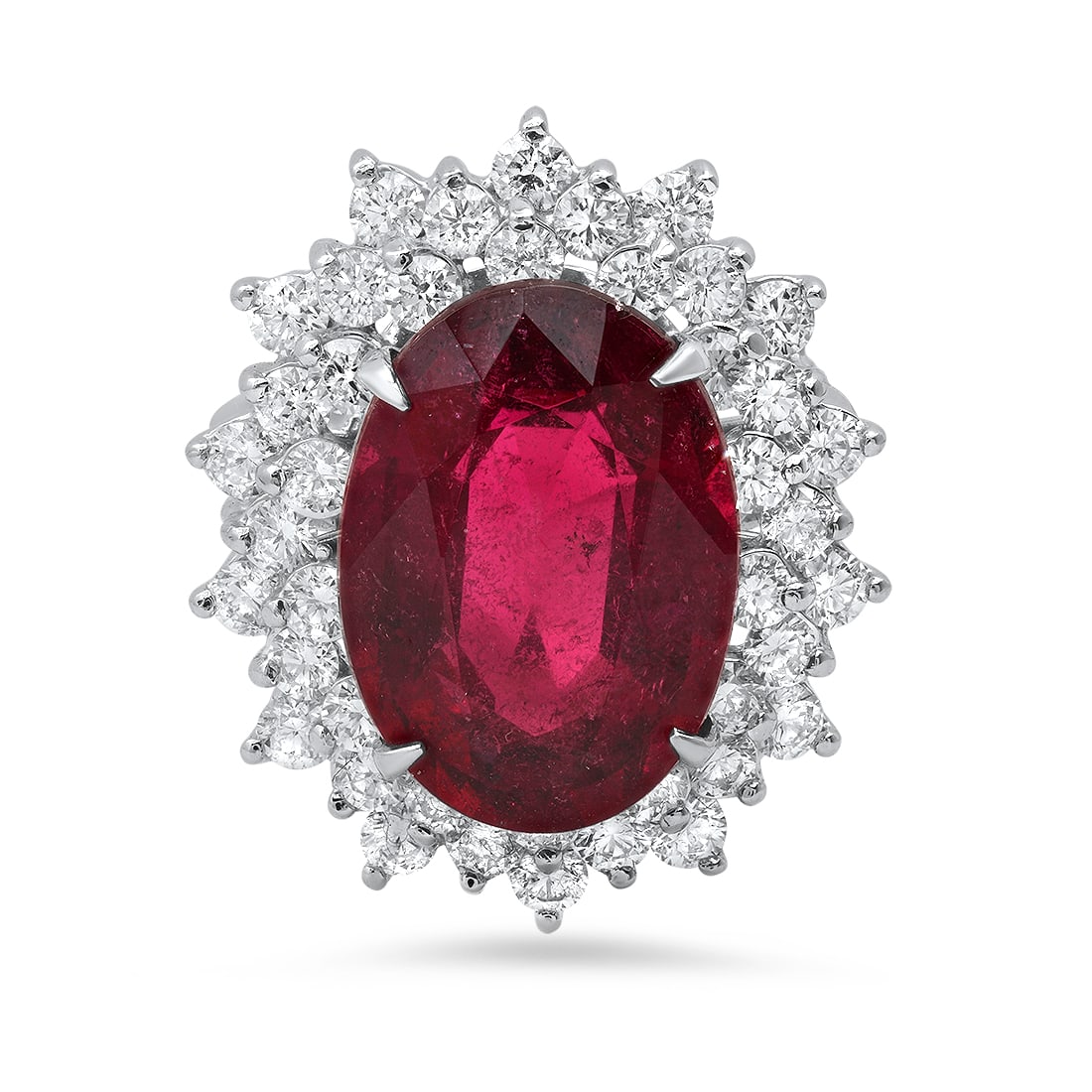 14K White Gold 12.35ct Tourmaline and 2.73ct Diamond Ring: Retail: $18,975.00 ****** 14K White Gold 12.35ct Tourmaline and 2.73ct Diamond Ring ****** Metal: 14K White Gold / Total Item Weight: 10.5 / Country Made: United States / / Main Stone: Tourmaline / Co