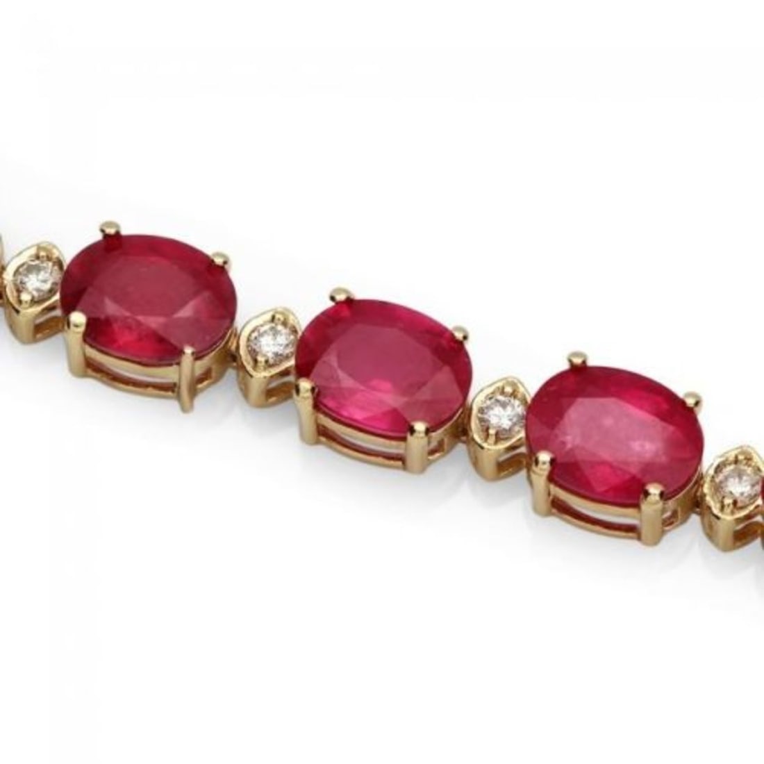 14k Gold 35.17ct Ruby 1.12ct Diamond Bracelet - 2