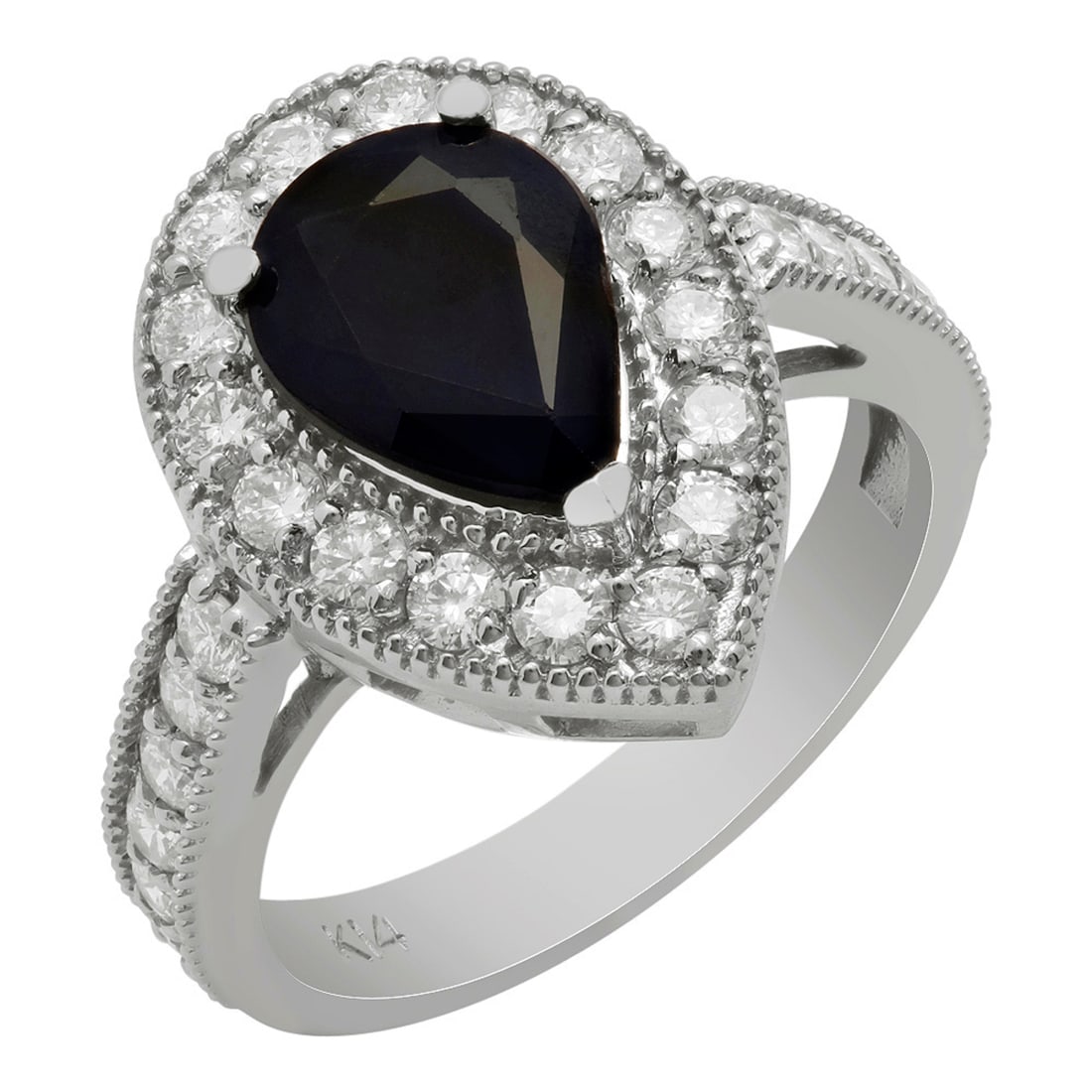 14k White Gold 2.09ct Sapphire 1.07ct Diamond Ring (1 of 4)