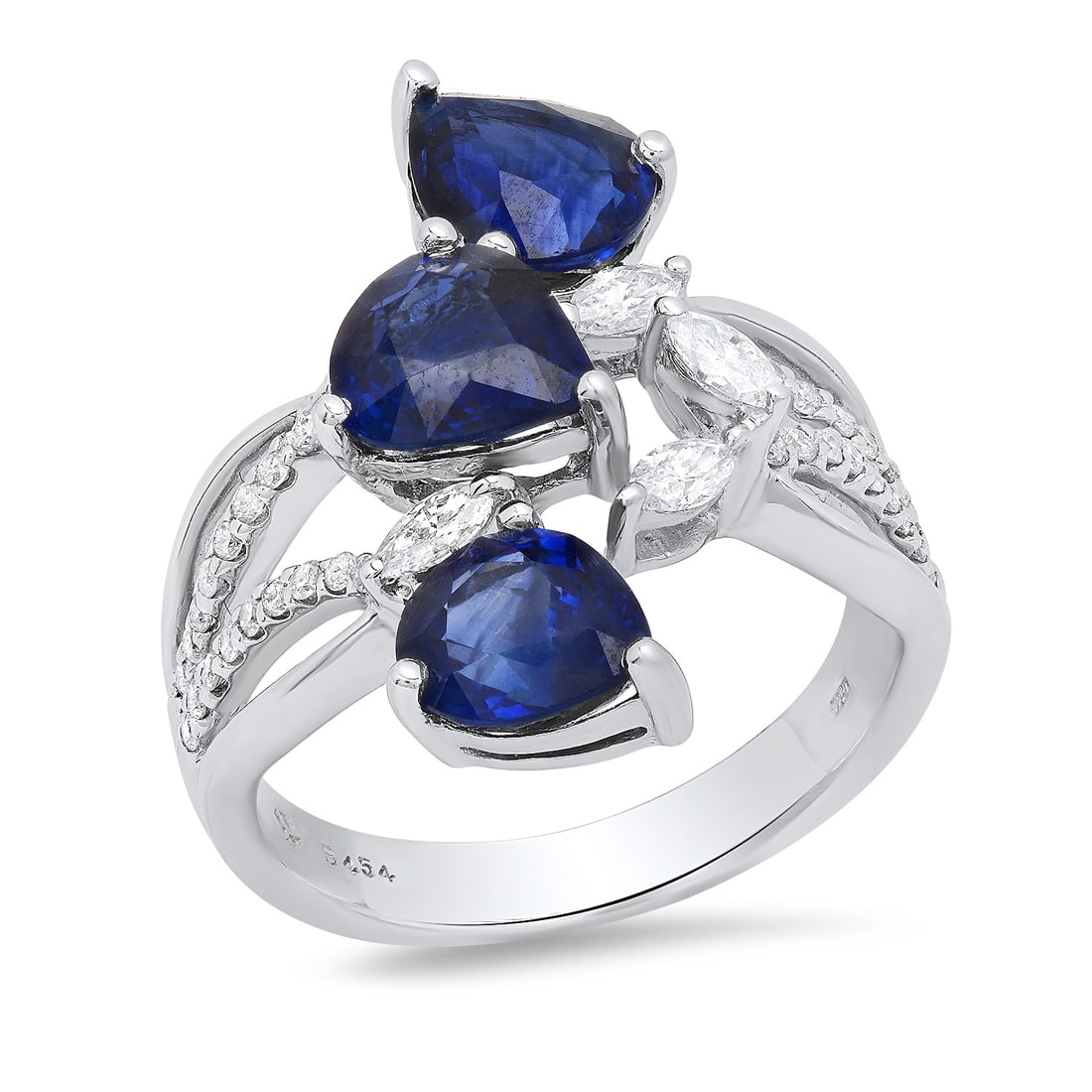 18K White Gold Setting with 4.54ct Sapphire and 0.78ct Diamond Ladies Ring: Retail: $18,700.00 ****** 18K White Gold Setting with 4.54ct Sapphire and 0.78ct Diamond Ladies Ring ****** Size: 6.25 (we offer free resizing to winning bidders) / Metal: 18K White Gold / Total Item