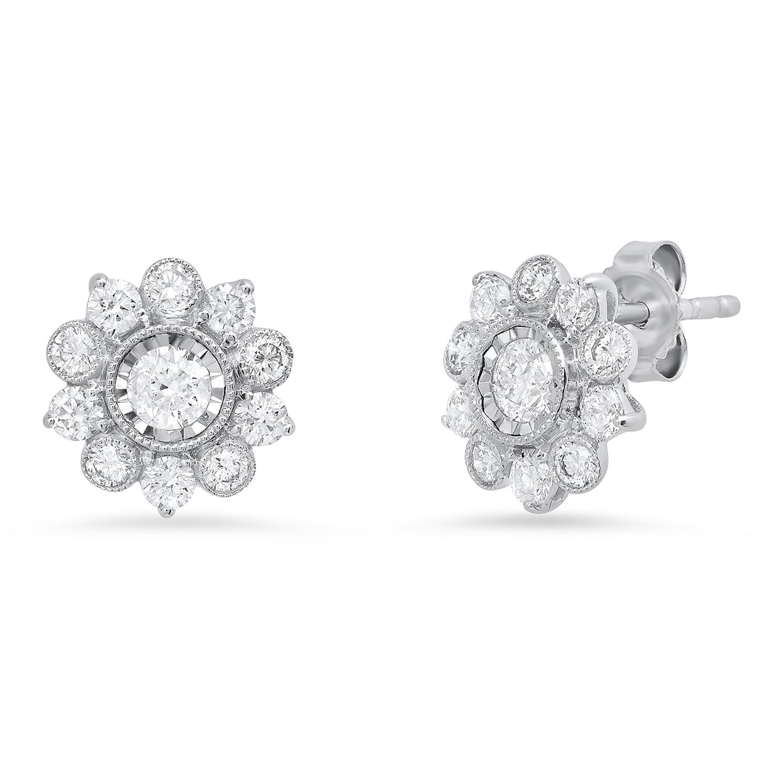 14K White Gold Setting with 0.30ct Center Diamond and 0.90tcw Diamond Earrings: Retail: $4,500.00 ****** 14K White Gold Setting with 0.30ct Center Diamond and 0.90tcw Diamond Earrings ****** Metal: 14K White Gold / Total Item Weight: 1.9 Grams / Country Made: United States / / Ma