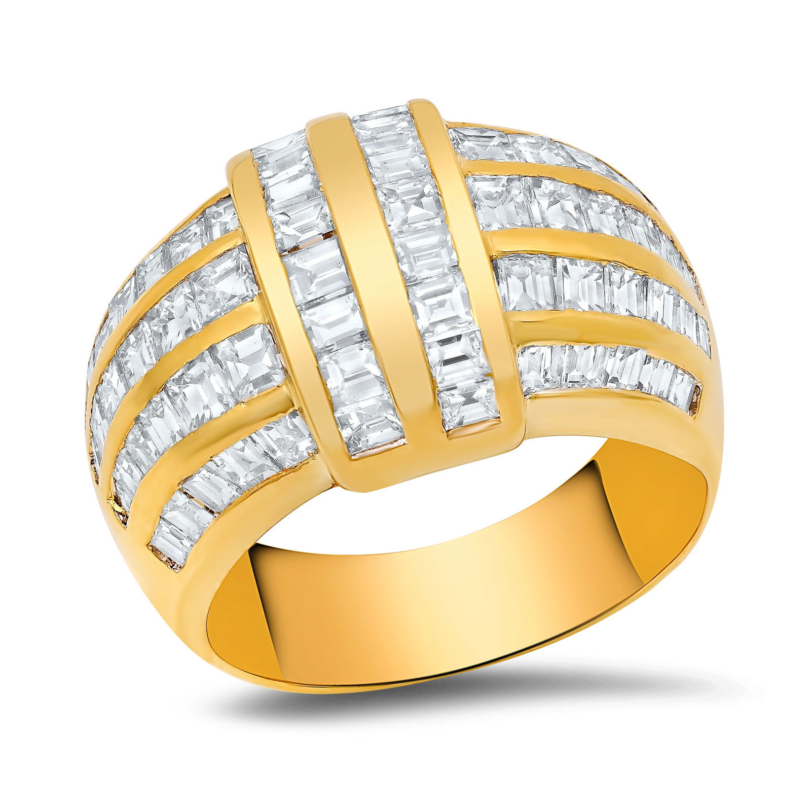 18K Yellow Gold Setting with 3.19ct Diamond Ladies Ring: Retail: $16,800.00 ****** 18K Yellow Gold Setting with 3.19ct Diamond Ladies Ring ****** Size: 7 (we offer free resizing to winning bidders) / Metal: 18K Yellow Gold / Total Item Weight: 10.4 Grams /