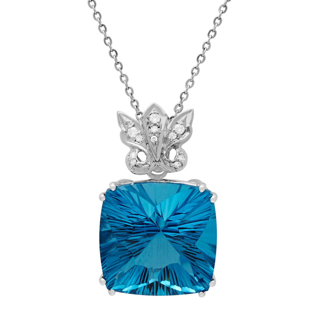 14k White Gold 49.15ct Blue Topaz 0.19ct Diamond Pendant: Retail: $10,605.00 ****** 14k White Gold 49.15ct Blue Topaz 0.19ct Diamond Pendant ****** Metal: 14K White Gold / Total Item Weight: 19.20 grams / Country Made: United States / / Main Stone: Blue