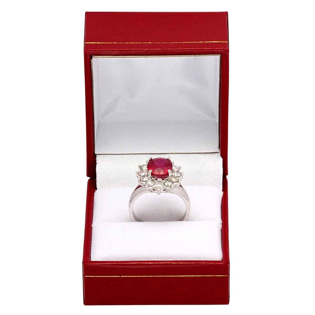 14k White Gold 4.00ct Ruby 1.34ct Diamond Ring - 3