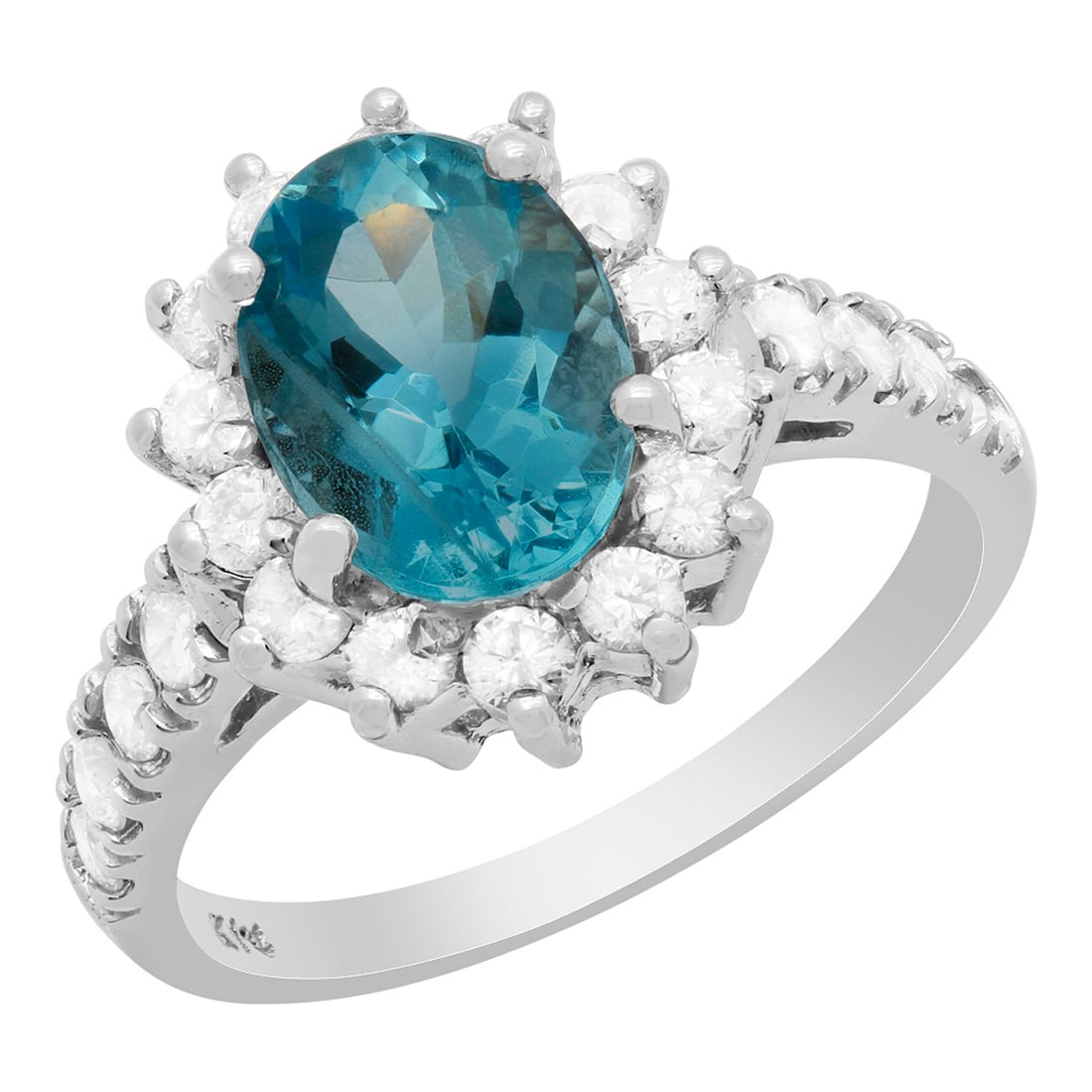 14k White Gold 2.02ct Aquamarine 0.80ct Diamond Ring (1 of 4)