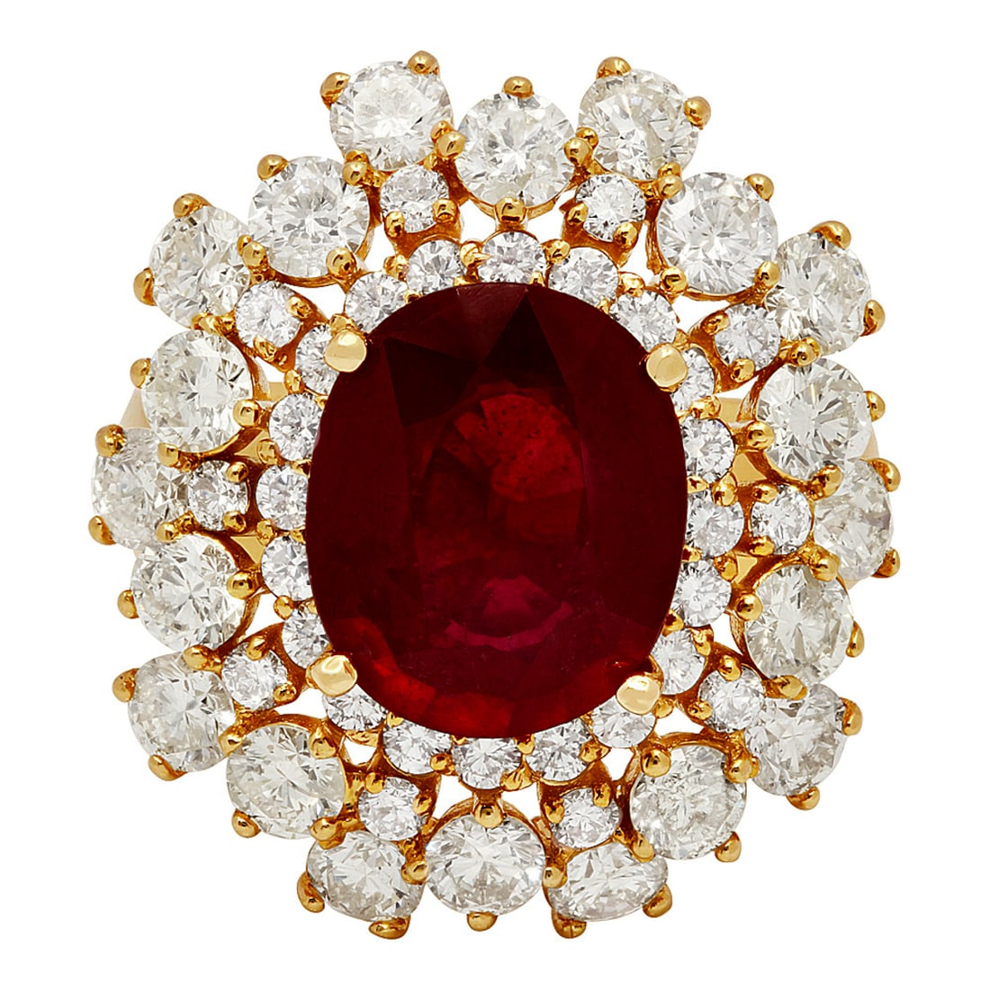 14k Yellow Gold 5.31ct Ruby 3.51ct Diamond Ring - 3