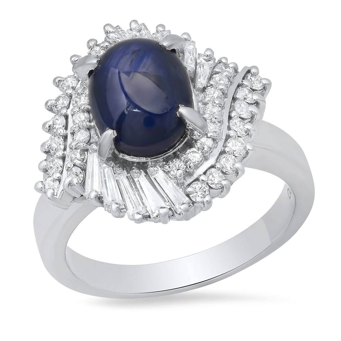 Platinum Setting with 4.9ct Sapphire and 0.87ct Diamond Ladies Ring: Retail: $9,650.00 ****** Platinum Setting with 4.9ct Sapphire and 0.87ct Diamond Ladies Ring ****** Size: 8.25(we offer free resizing to winning bidders) / Metal: Platinum / Total Item Weight: 14.6