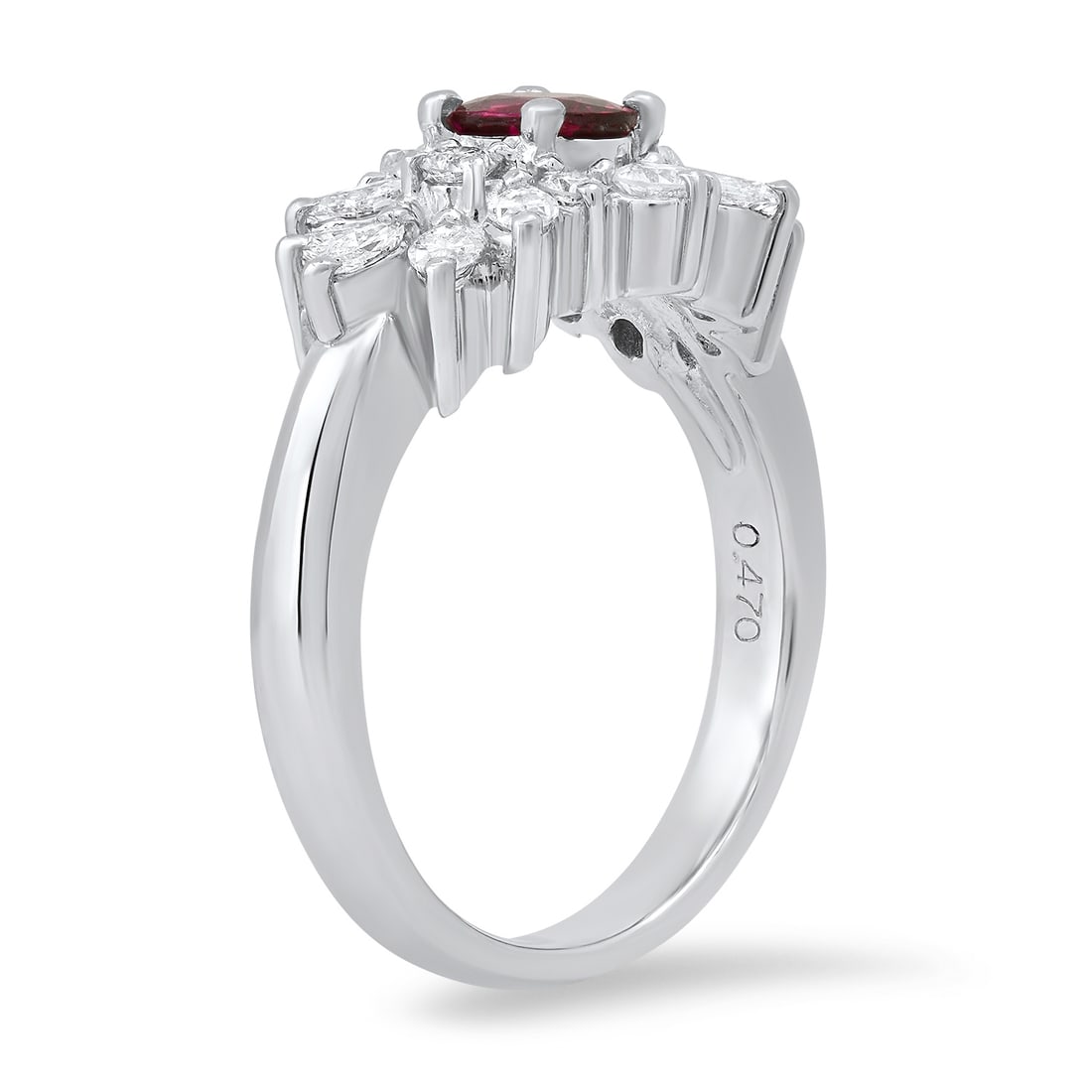 Platinum setting with .47ct Ruby and 0.79ct Diamond Ladies Ring - 3