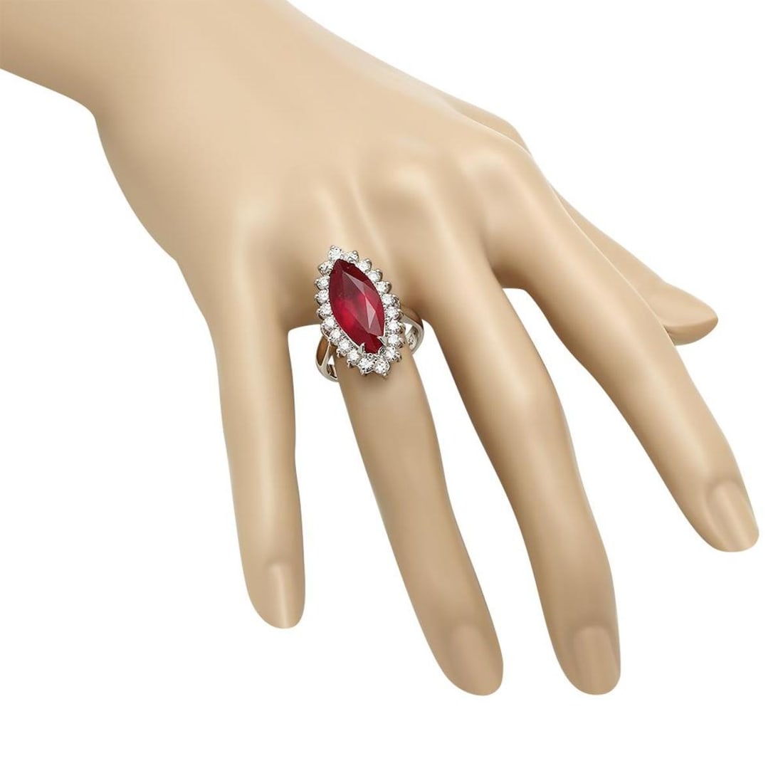 14K White Gold 8.31ct Ruby and 1.47ct Diamond Ring - 3