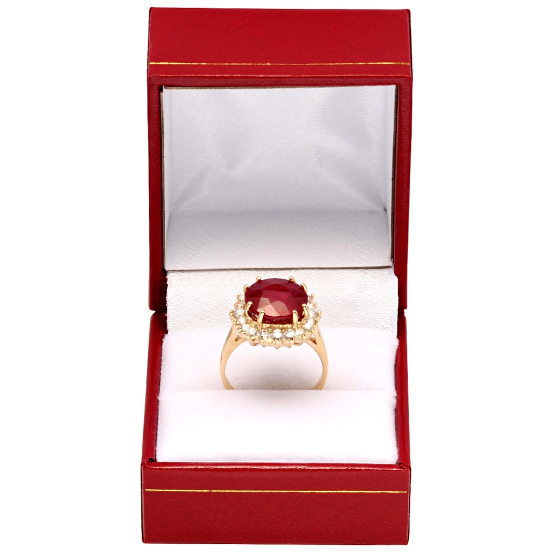 14k Yellow Gold 7.13ct Ruby 0.86ct Diamond Ring - 3