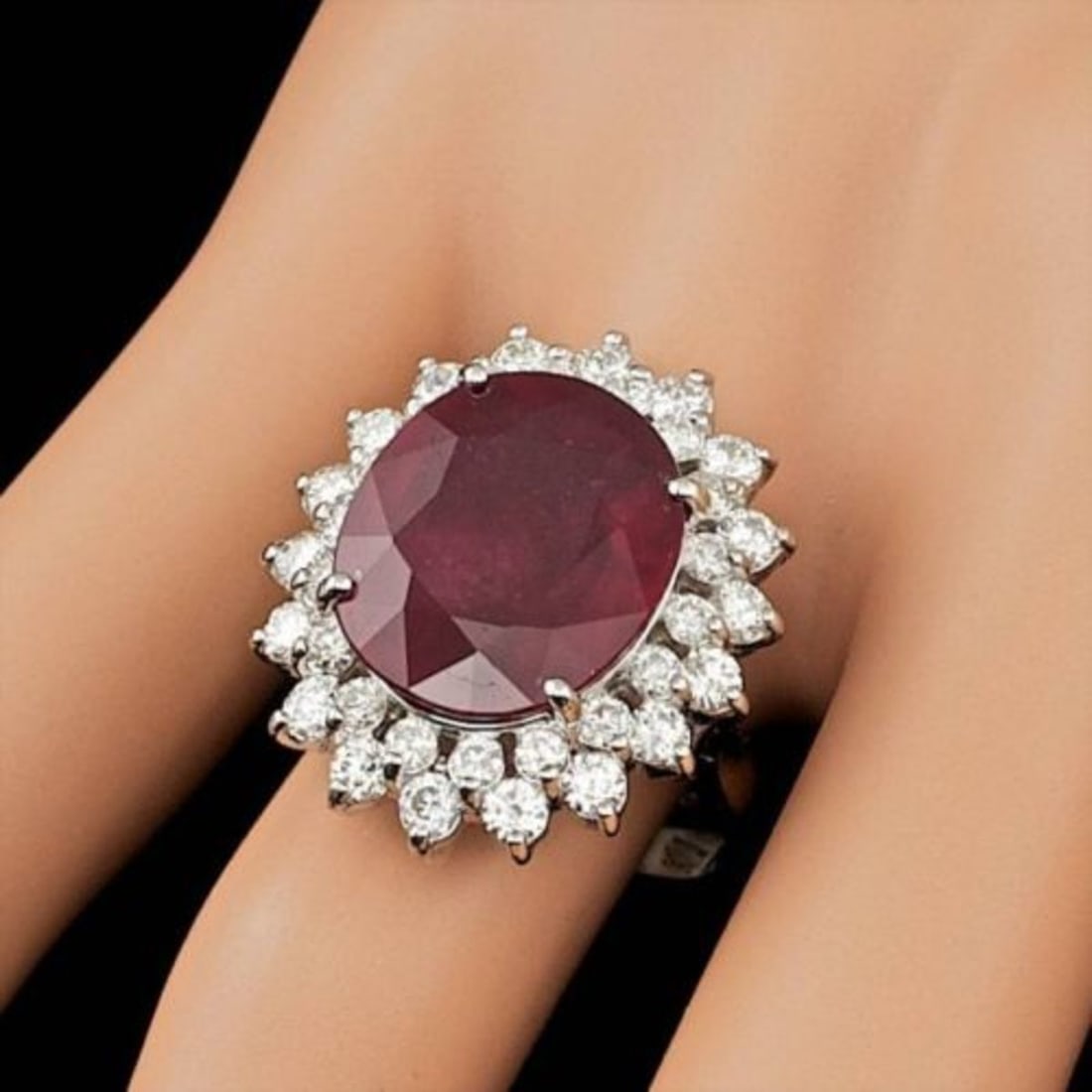 14K White Gold 10.77ct Ruby and 1.82ct Diamond Ring - 3
