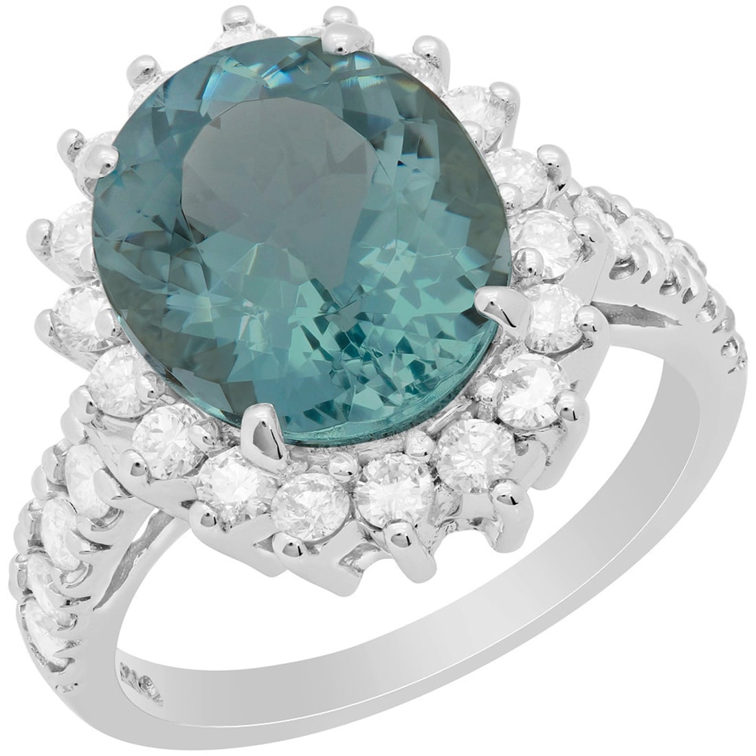 14k White Gold 4.47ct Aquamarine 0.95ct Diamond Ring: Retail: $6,700.00 ****** 14k White Gold 4.47ct Aquamarine 0.95ct Diamond Ring ****** Metal: 14K White Gold / Total Item Weight: 6.10 grams / Country Made: United States / / Main Stone: Aquamarine /