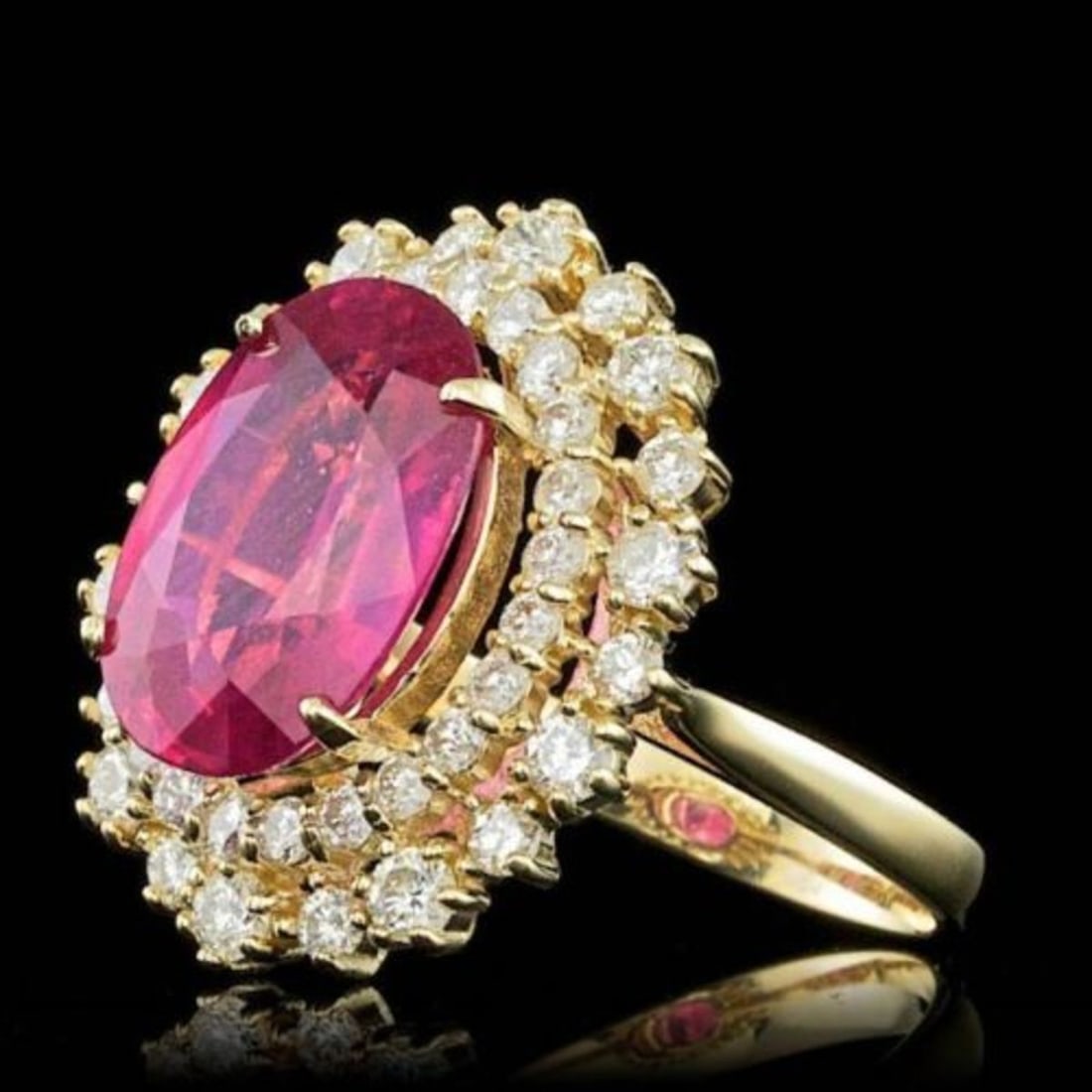 14K Yellow Gold 6.82ct Ruby and 1.51ct Diamond Ring - 2