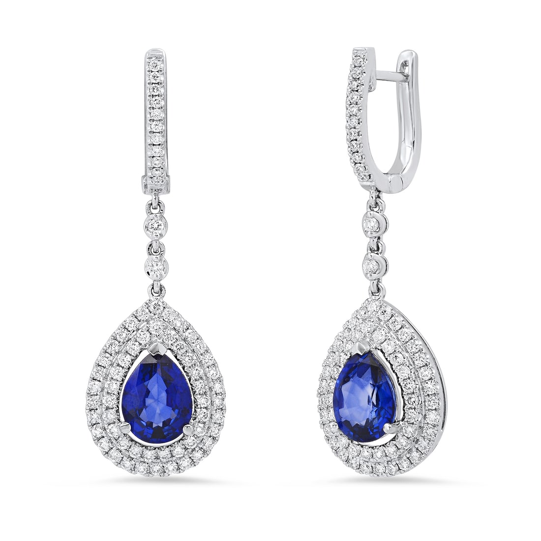 18K White Gold Setting with 2.40ct Sapphire and 0.75ct Diamond Earrings (1 of 3)
