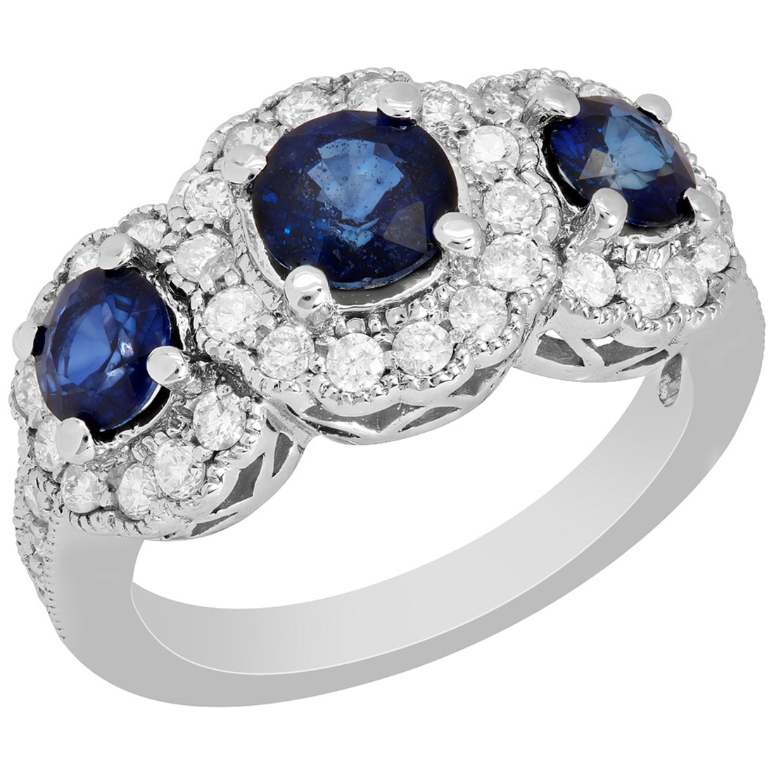 14k White Gold 1.61ct Sapphire 0.67ct Diamond Ring (1 of 3)