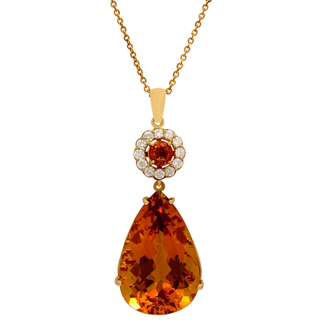 14k Yellow Gold 42.10ct & 1.00ct Citrine 1.15ct Diamond Pendant (1 of 4)