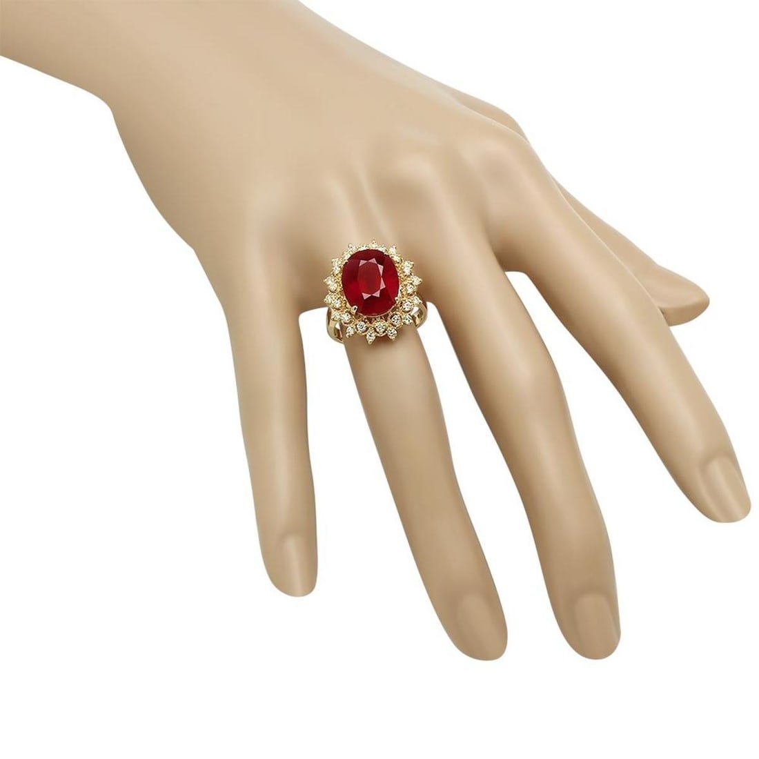 14K Yellow Gold 8.39ct Ruby and 0.53ct Diamond Ring - 3