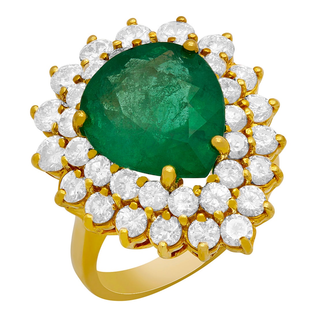 14k Yellow Gold 5.76ct Emerald 2.87ct Diamond Ring: Retail: $14,290.00 ****** 14k Yellow Gold 5.76ct Emerald 2.87ct Diamond Ring ****** Metal: 14K Yellow Gold / Total Item Weight: 10.70 grams / Country Made: United States / / Main Stone: Emerald / Colo