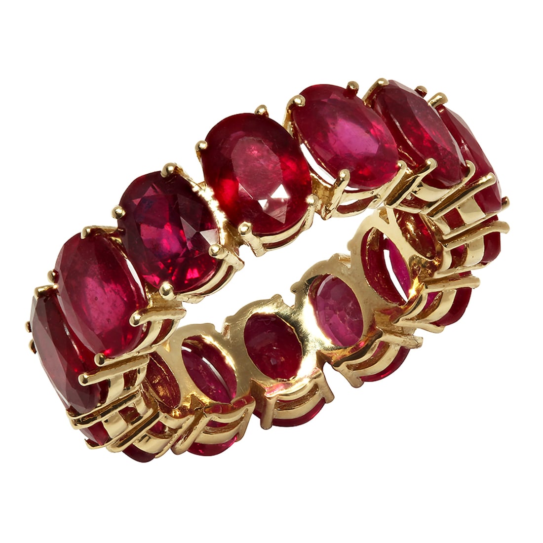 14K Yellow Gold 11.26ct Ruby Eternity Band Ring - 5