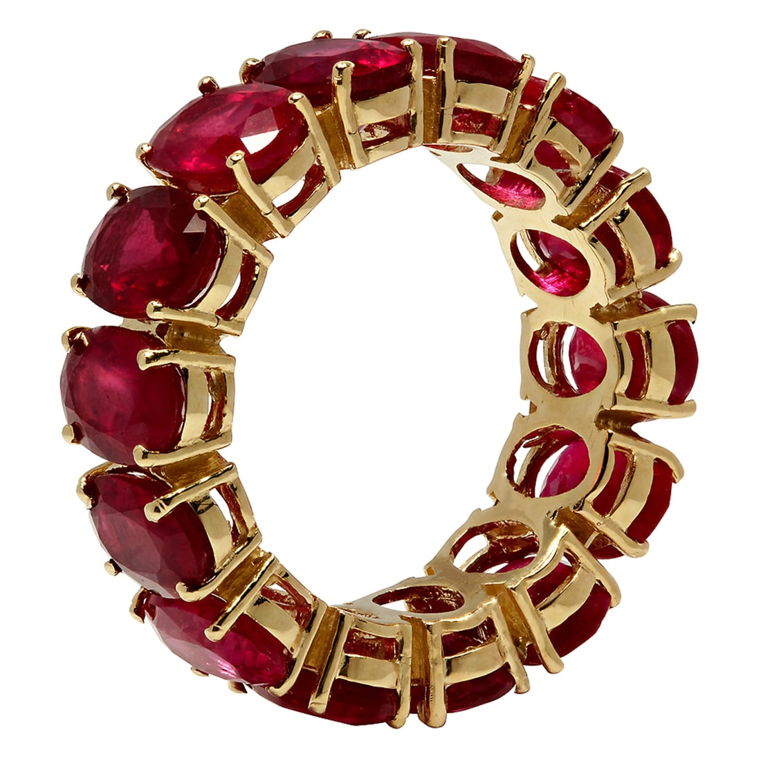 14K Yellow Gold 11.26ct Ruby Eternity Band Ring - 6
