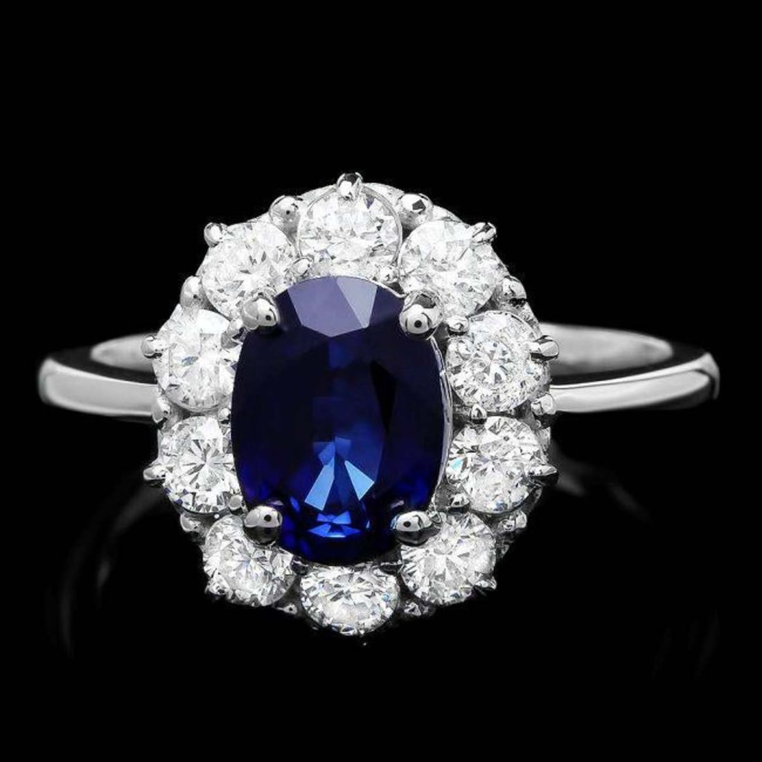 14K White Gold 1.42ct Sapphire and 1.00ct Diamond Ring (1 of 4)